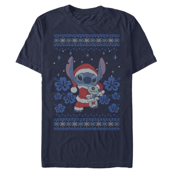 Disney - Lilo & Stitch - Stitch Holiday - Christmas - Men's T-Shirt - Navy - Front