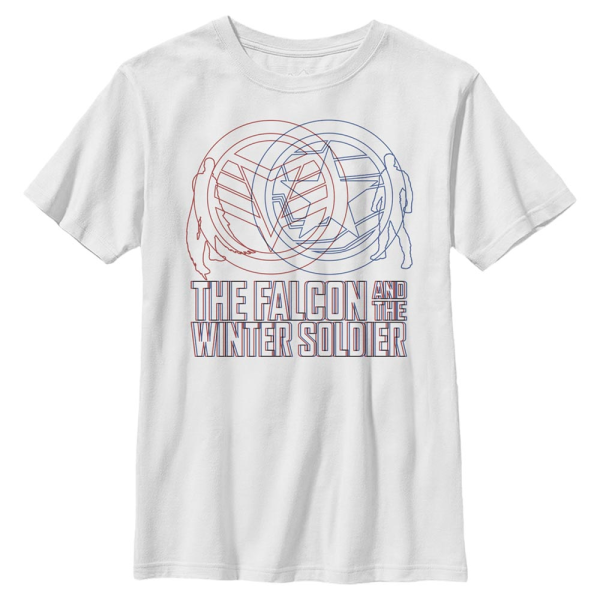 Marvel - The Falcon and the Winter Soldier - Group Shot Red Blue Wireframe - Kids T-Shirt - White - Front