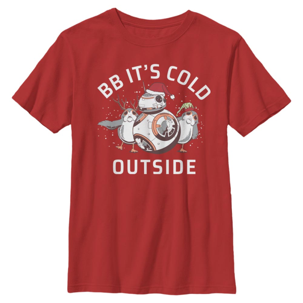 Star Wars - The Force Awakens - BB-8 & Porgs BB Cold - Christmas - Kids T-Shirt - Red - Front