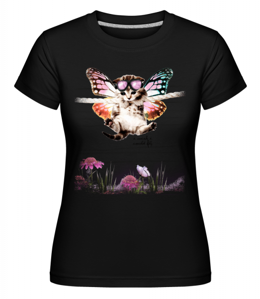 Butterfly Cat -  Shirtinator Women's T-Shirt - Black - Vorn