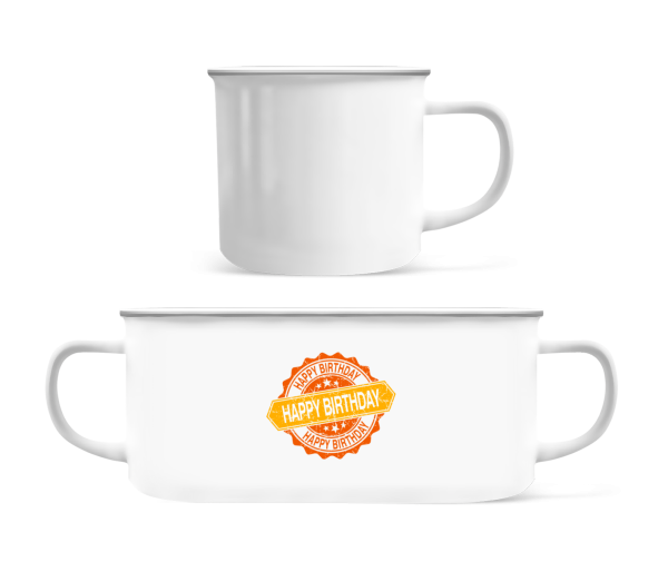 Happy Birthday Logo - Enamel-cup - White - Front