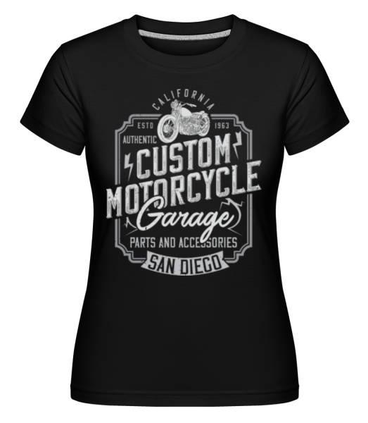Custom Motorcycle Garage -  Shirtinator Women's T-Shirt - Black - Front