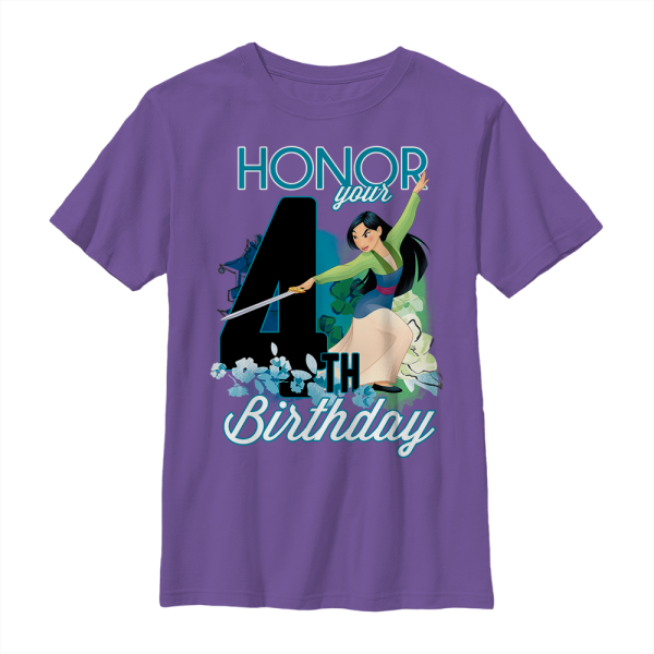 Disney - Mulan - Mulan Four Birthday - Kids T-Shirt - Purple - Front