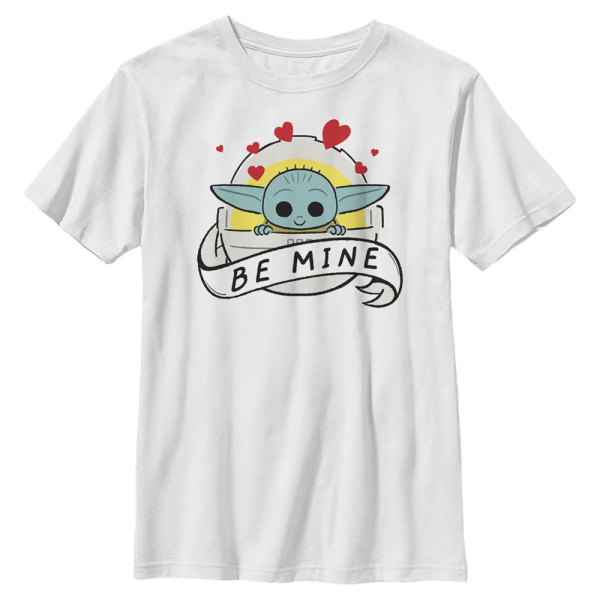 Star Wars - The Mandalorian - The Child Be Mine With - Valentine's Day - Kids T-Shirt - White - Front