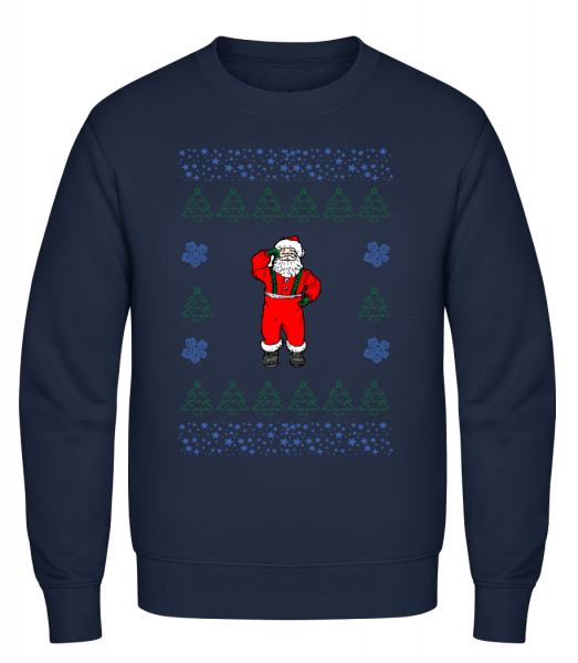 Santa Knitting Pattern - Men's Sweatshirt - Navy - Vorn