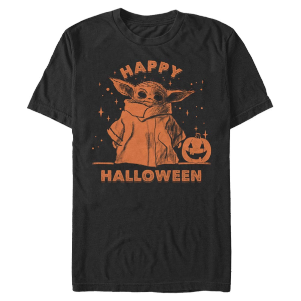 Star Wars - The Mandalorian - The Child Happy Halloween - Halloween - Men's T-Shirt - Black - Front