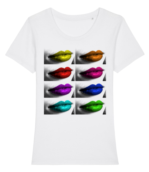 Rainbow Lips - Women's Organic T-Shirt Stanley Stella - White - Front