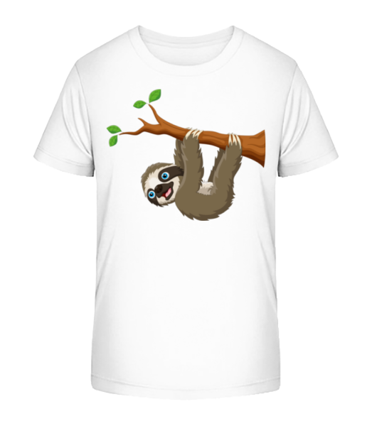 Cute Sloth Hanging On A Branch - Kid's Bio T-Shirt Stanley Stella - White - Front