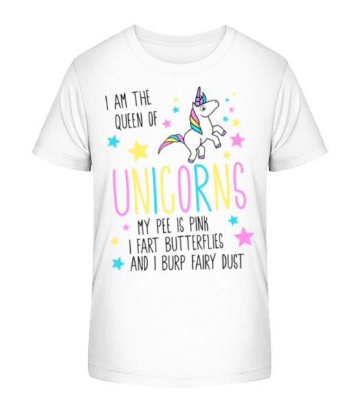 I'm The Queen Of Unicorns - Kid's Bio T-Shirt Stanley Stella - White - Front