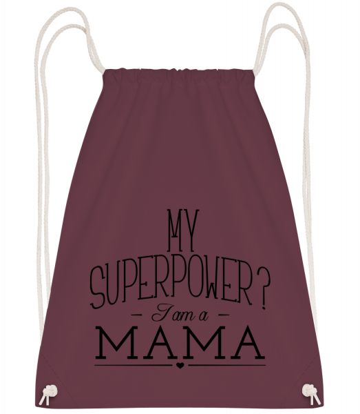 Superpower Mama - Drawstring Backpack - Bordeaux - Vorn