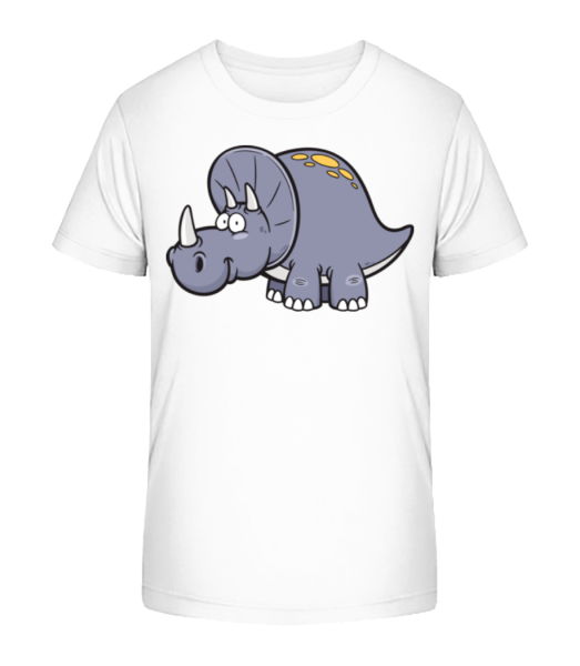 Comic Triceratops - Kid's Bio T-Shirt Stanley Stella - White - Front