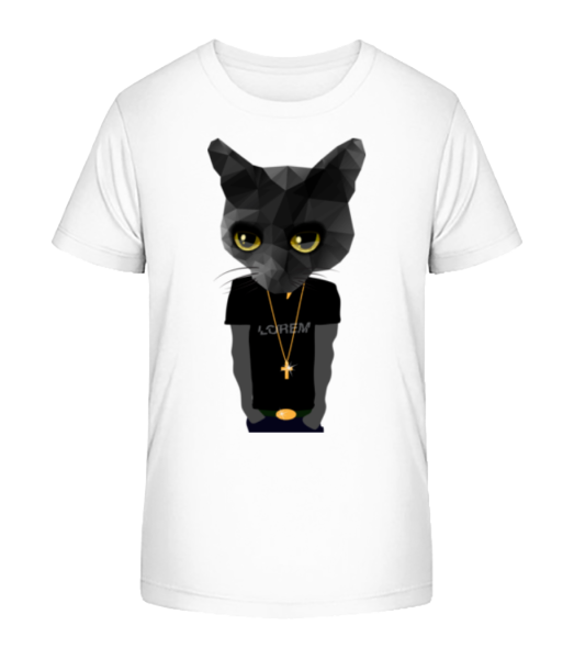 Polygon Gangsta Cat - Kid's Bio T-Shirt Stanley Stella - White - Front