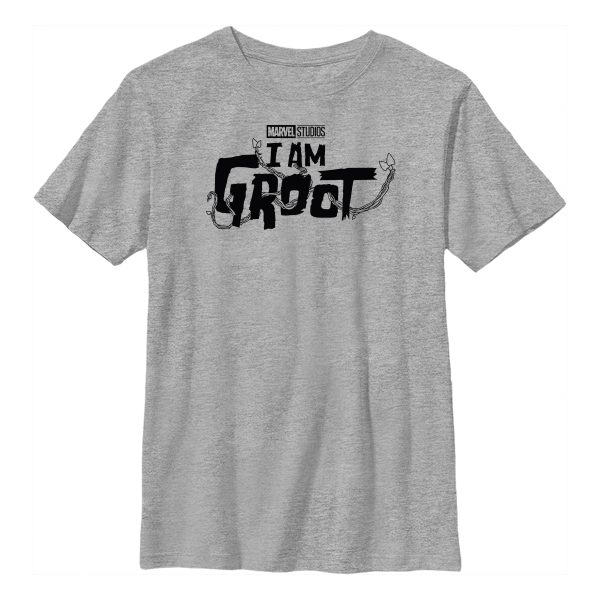 Marvel - I Am Groot - Groot Black Logo - Kids T-Shirt - Heather grey - Front