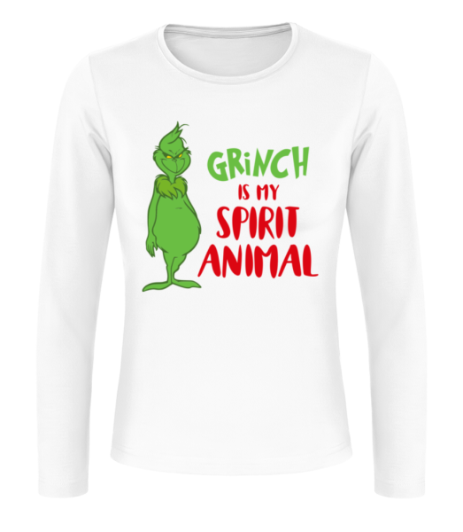Grinch Is My Spirit Animal - Women's Basic Longsleeve - White - Front