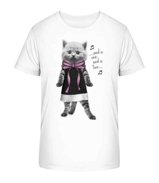 Dancing Cat - Kid's Bio T-Shirt Stanley Stella - White - Front