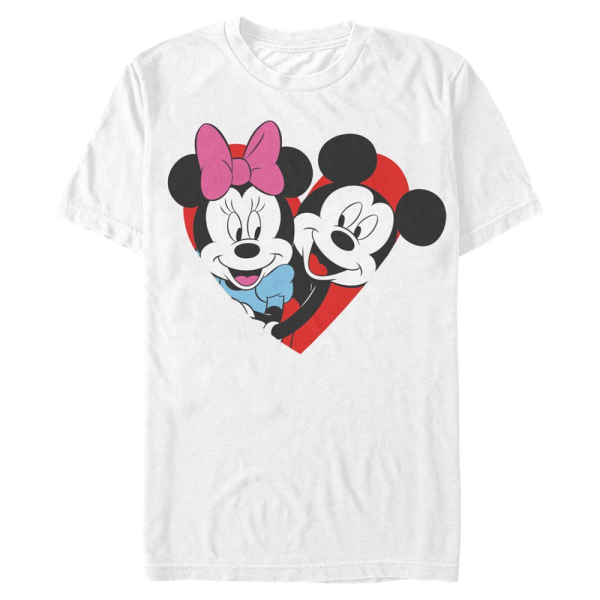 Disney Classics - Mickey Mouse - Minnie Mouse Mickey Minnie Heart - Valentine's Day - Men's T-Shirt - White - Front