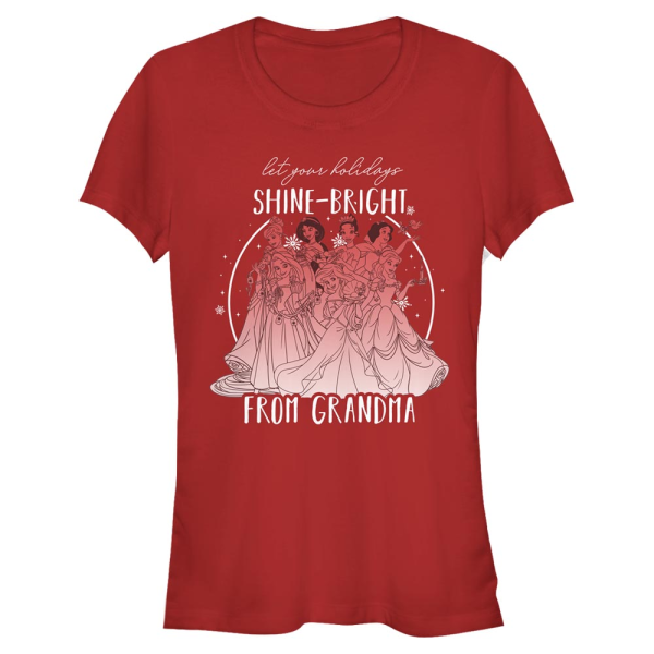 Disney Princesses - Skupina Shine Bright Grandma - Christmas - Women's T-Shirt - Red - Front