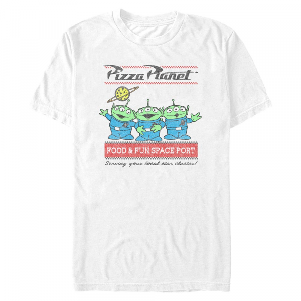 Disney - Toy Story - Aliens Pizza Planet Surf - Men's T-Shirt - White - Front