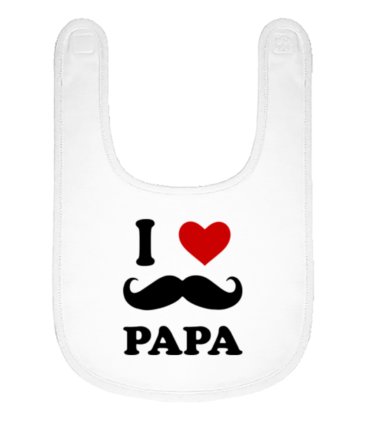 I Love Papa - Organic Baby Bib - White - Front
