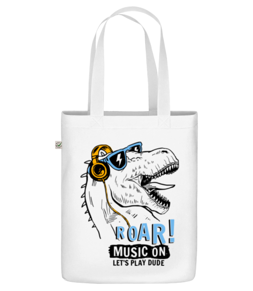 Music On Dino - Organic tote bag - White - Front