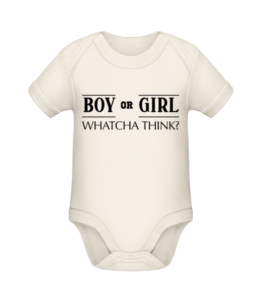 Boy Or Girl - Whatcha Think? Black/White - Organic Baby Body - Cream - Front