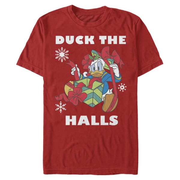 Disney Classics - Mickey Mouse - Donald Duck Holiday Duck - Christmas - Men's T-Shirt - Red - Front