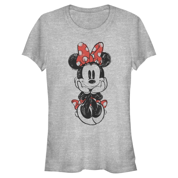 Disney Classics - Mickey Mouse - Minnie Mouse Sitting Minnie Sketch - Women's T-Shirt - Heather grey - Front