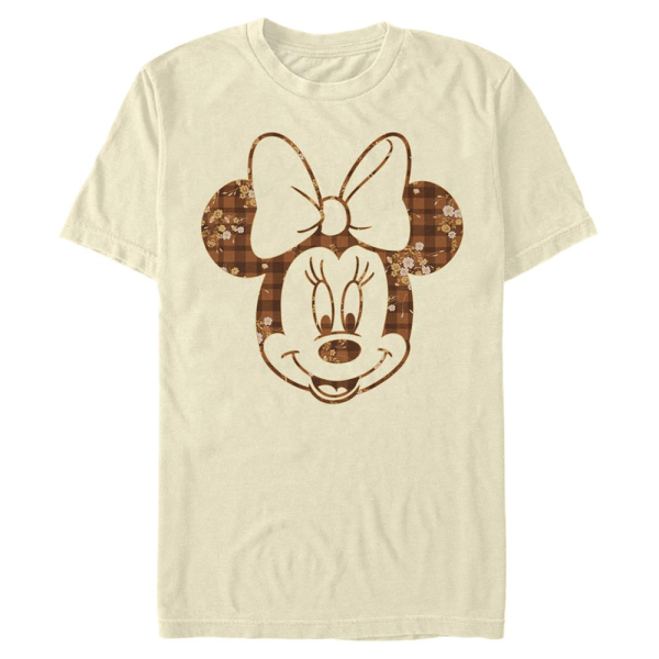 Disney - Mickey Mouse - Minnie Mouse Fall Floral Plaid - Men's T-Shirt - Cream - Front