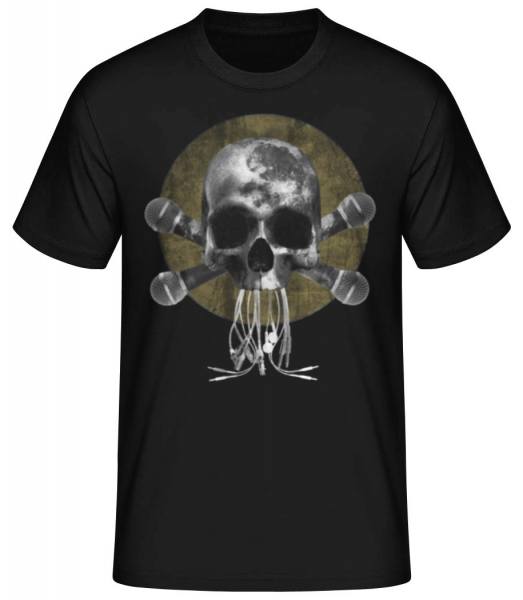 Skull With Microphones - Men's Basic T-Shirt - Black - Front