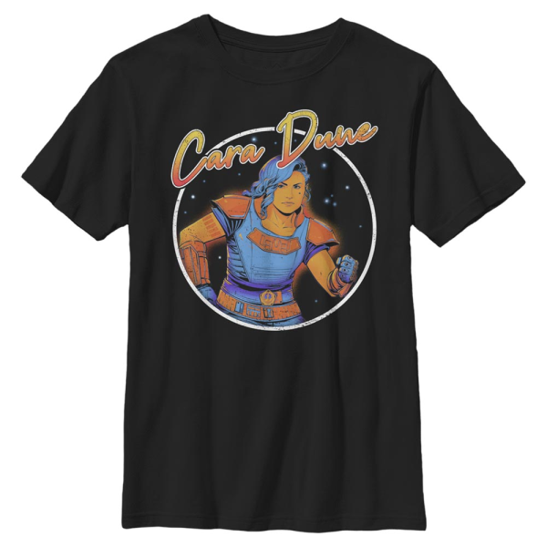 Star Wars - The Mandalorian - Cara Dune 80S Hero - Kids T-Shirt - Black - Front