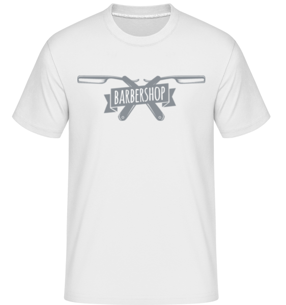 Barbershop Logo -  Shirtinator Men's T-Shirt - White - Front