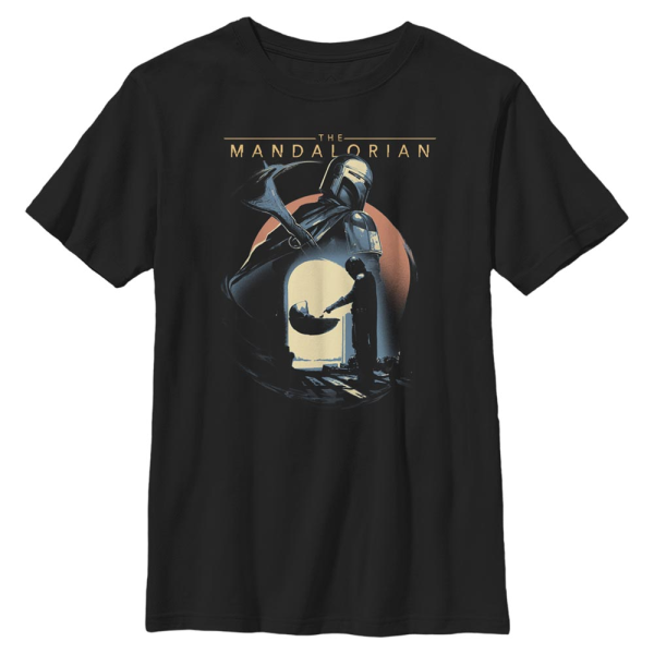 Star Wars - The Mandalorian - Mandalorian & the Child First Encounter - Kids T-Shirt - Black - Front