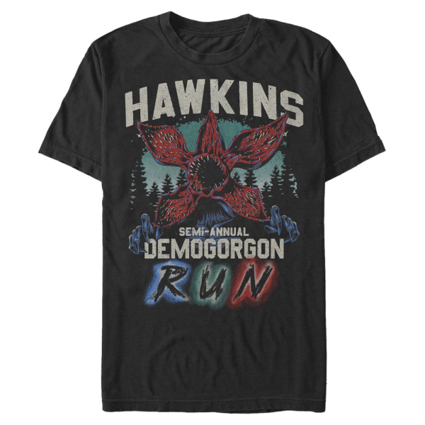 Netflix - Stranger Things - Demogorgon Hawkins Runner - Men's T-Shirt - Black - Front