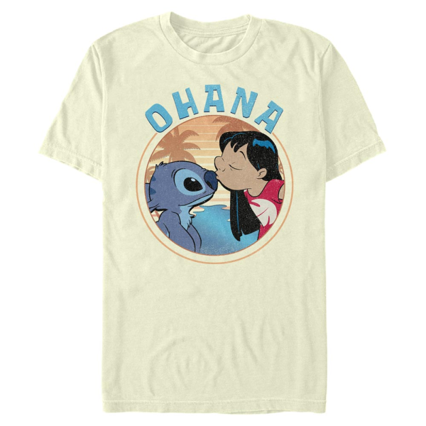 Disney - Lilo & Stitch - Lilo & Stitch Lilo And Stitch Ohana - Men's T-Shirt - Cream - Front