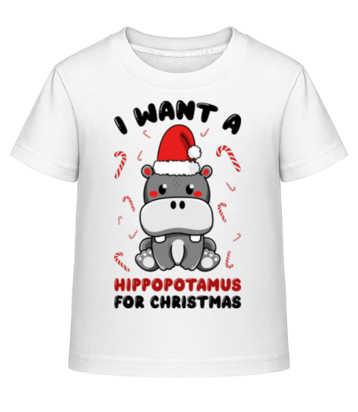 I Want A Hippo For Christmas - Kid's Shirtinator T-Shirt - White - Front