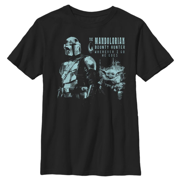 Star Wars - The Mandalorian - Skupina And Cub - Kids T-Shirt - Black - Front