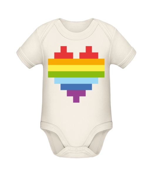 Rainbow Heart - Organic Baby Body - Cream - Front