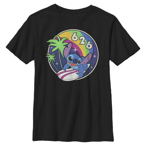 Disney Classics - Lilo & Stitch - Stitch Retro Rainbow - Kids T-Shirt - Black - Front