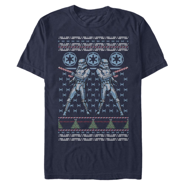 Star Wars - Stormtrooper Troop Canes - Christmas - Men's T-Shirt - Navy - Front