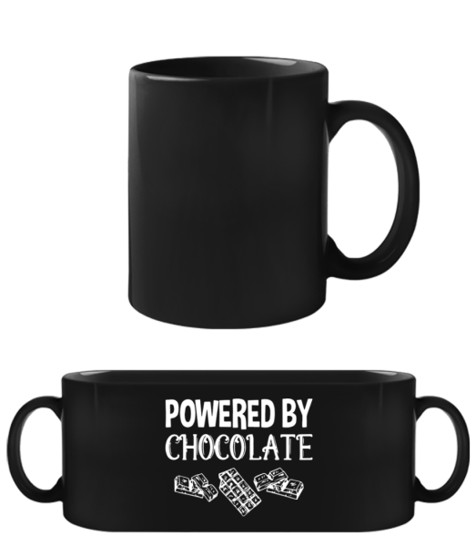 Powered by Chocolate - Black Mug - Black - Front