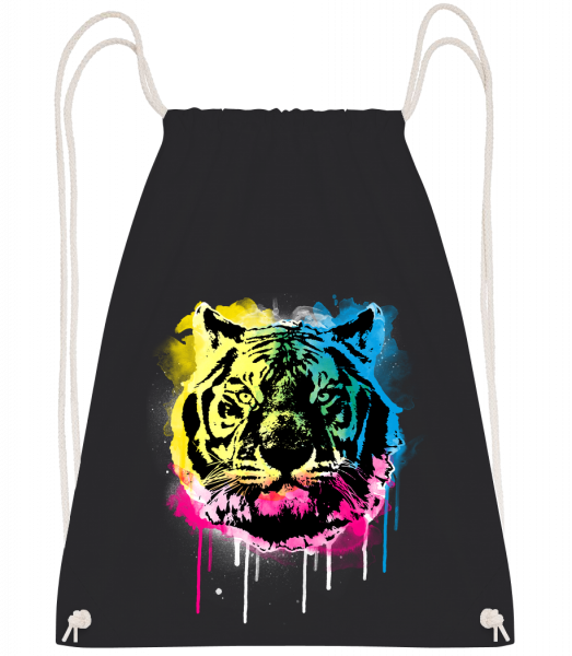 Multicolor Tiger - Drawstring Backpack - Black - Vorn