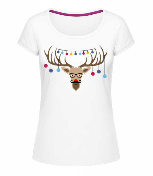 Christmas Reindeer - Megan Crewneck T-Shirt - White - Vorn