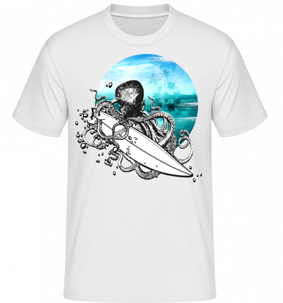 Surfer Octopus -  Shirtinator Men's T-Shirt - White - Vorn