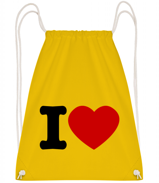 I Love - Drawstring Backpack - Yellow - Vorn
