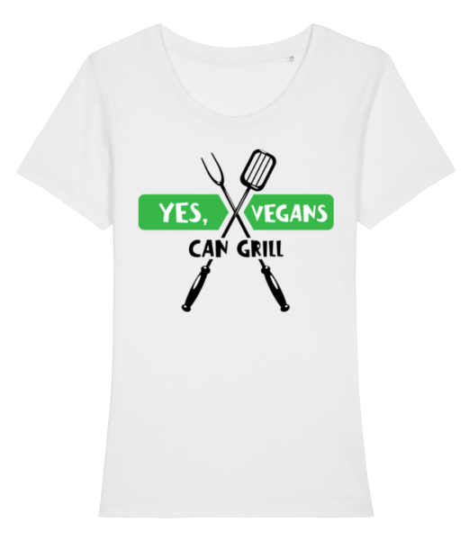 Vegans Can Grill - Women's Organic T-Shirt Stanley Stella - White - Front