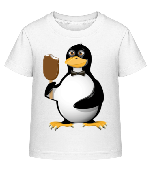 Penguin Is Eating An Ice Cream - Kid's Shirtinator T-Shirt - White - Front