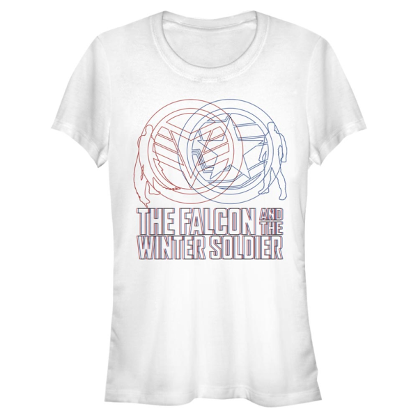 Marvel - The Falcon and the Winter Soldier - Group Shot Red Blue Wireframe - Women's T-Shirt - White - Front