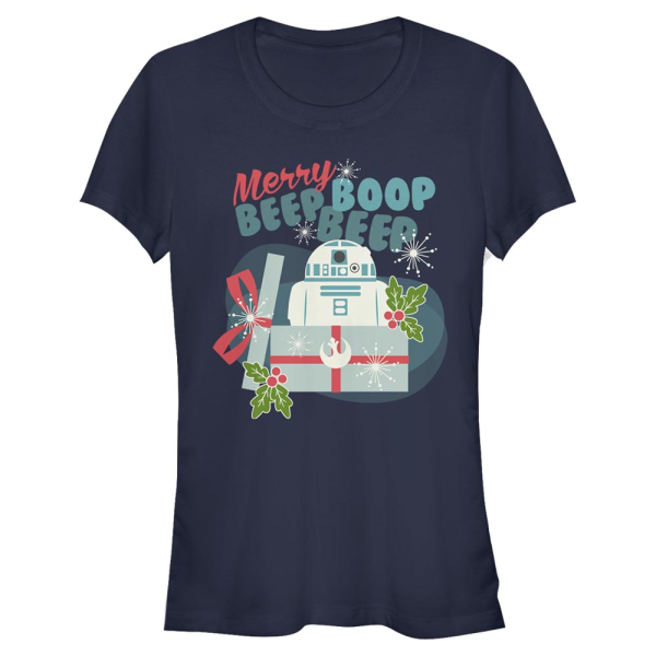 Star Wars - R2-D2 Beep R2 Merry - Christmas - Women's T-Shirt - Navy - Front