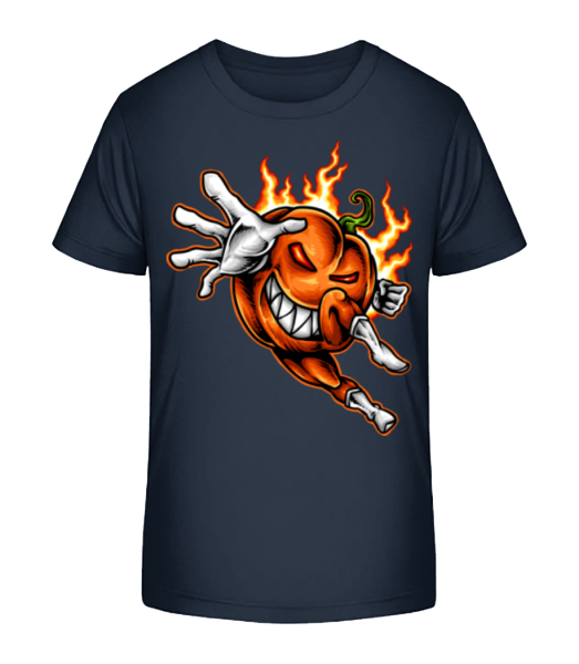 Burning Pumpkin - Kid's Bio T-Shirt Stanley Stella - Navy - Front