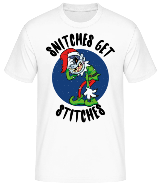 Snitches Get Stitches - Men's Basic T-Shirt - White - Front